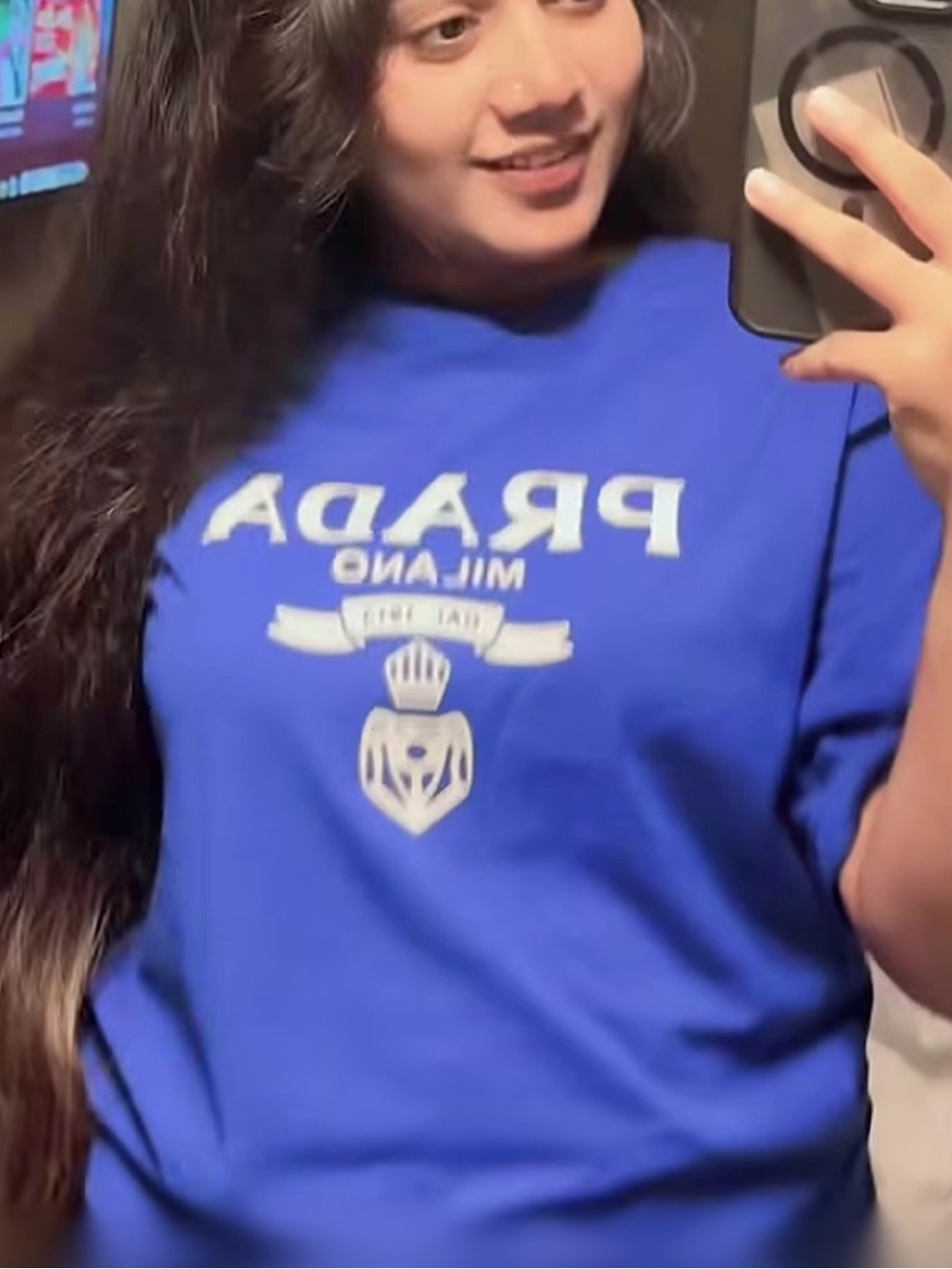 Prada Royal Blue Crewneck with White Logo